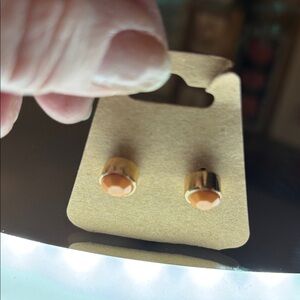 Gold and Orange Stud Earrings
